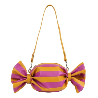 Women Creative Stripe Candy Shape PU Shoulder Bag