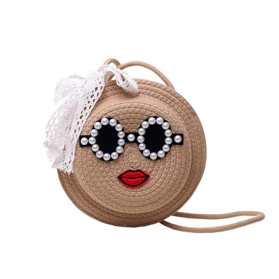 Women Fashion Creative Cute Cotton Linen Woven Straw Crossbody Bag