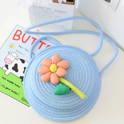 Women Fashion Creative Cute Cotton Linen Woven Straw Crossbody Bag