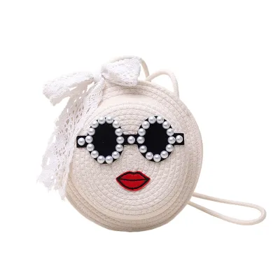 Women Fashion Creative Cute Cotton Linen Woven Straw Crossbody Bag