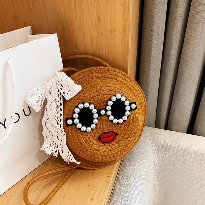 Women Fashion Creative Cute Cotton Linen Woven Straw Crossbody Bag