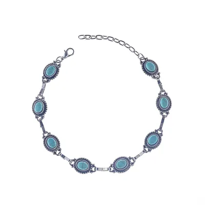 Bohemian Vintage Turquoise Anklet - Geometric Alloy Anklet for Women