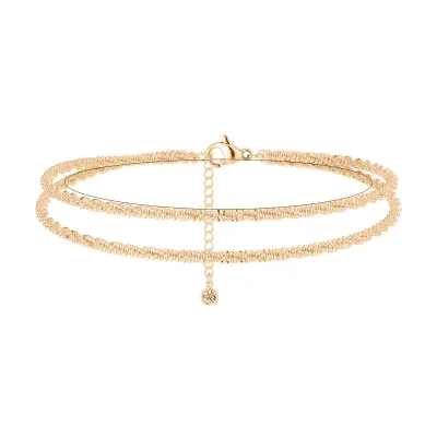 Fashion Shiny Double-Layer Chain Geometric Anklet for Women