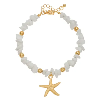 Beach Shell Starfish Irregular White Gravel Beaded Anklet