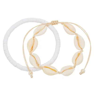 Beach Shell Starfish Irregular White Gravel Beaded Anklet