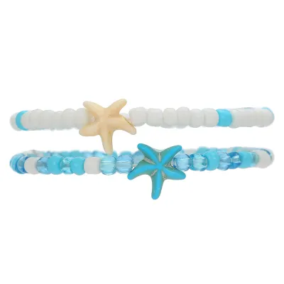 Beach Shell Starfish Irregular White Gravel Beaded Anklet
