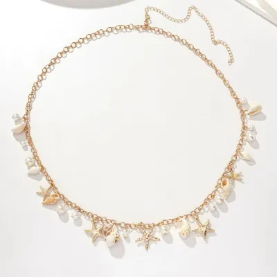 Summer Beach Starfish Shell Waist Chain Metal Body Jewelry