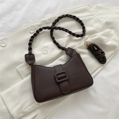 Women Fashion Casual Solid Color Stone Grain Small Square Shoulder Bag Flap PU