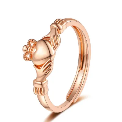 Women Fashion Copper Crown Heart Love Ring