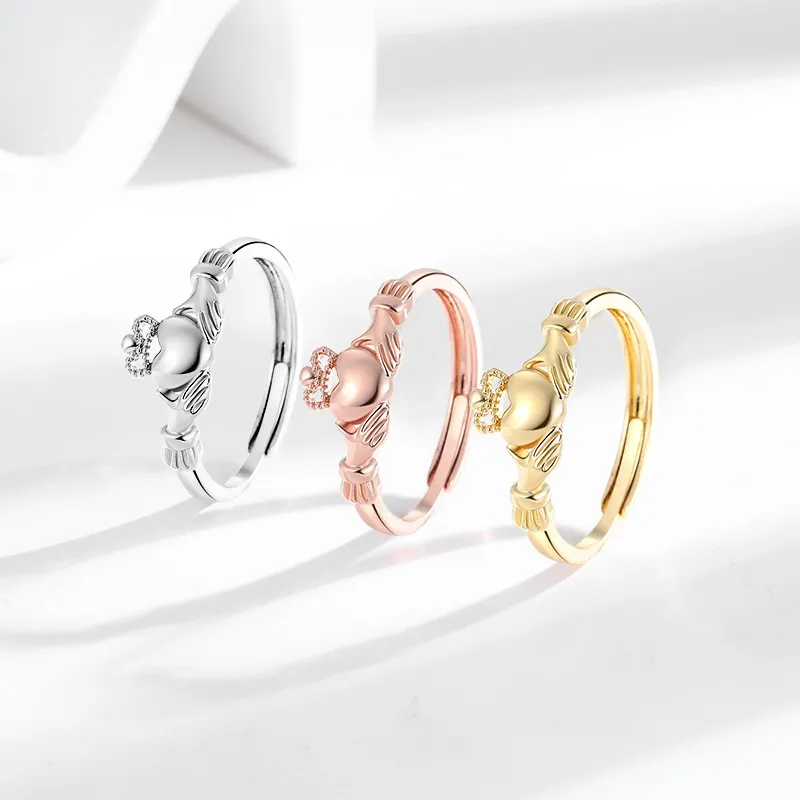 Women Fashion Copper Crown Heart Love Ring
