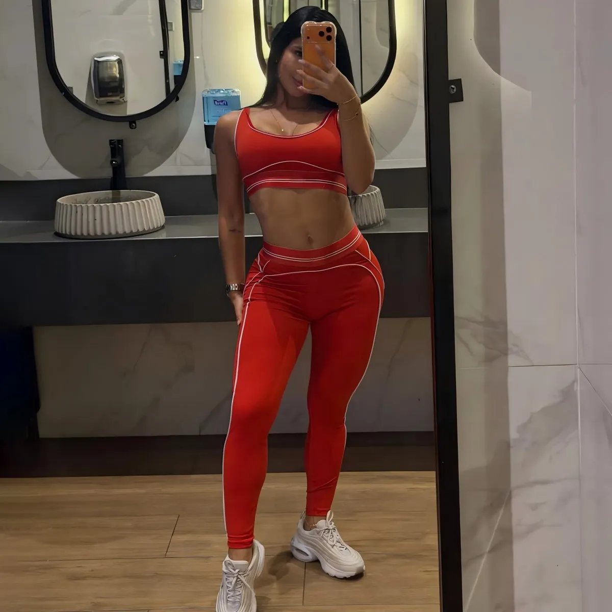 Women Fashion Casual Contrast Color Sleeveless Bra High Waist Pants Sports Yoga Two-Piece Set