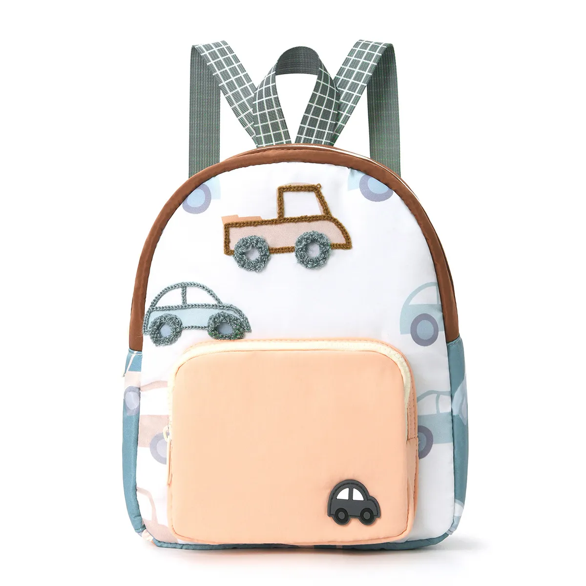 Kids Boys Girls Fashion Cute Cartoon Car Embroidered Backpack Unisex Polyester