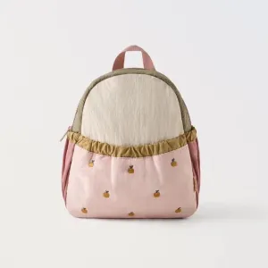 Fashion Cute Color-Matching Apple Embroidery Backpack for Kids Unisex Oxford Cloth