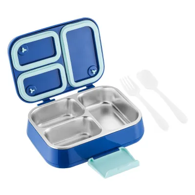 304 Stainless Steel Insulated Lunch Box with 3 Compartments, Nordic Style Square Meal Prep Container for Adults, Home Kitchen Solid Color