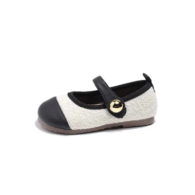 Kids Girls Spring Simple British Style Square-Toe Leather PU Shoes