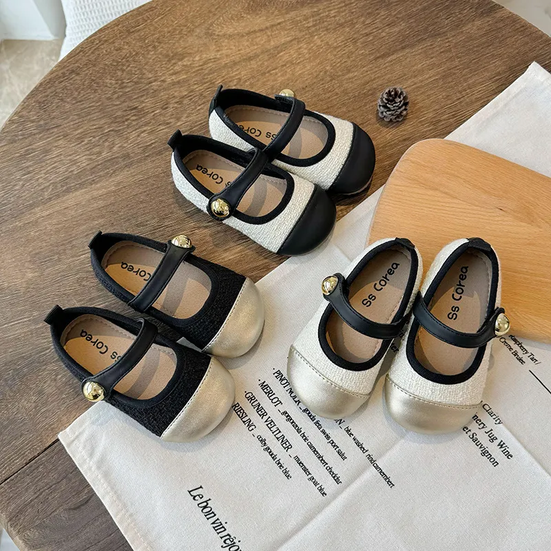 Kids Girls Spring Simple British Style Square-Toe Leather PU Shoes