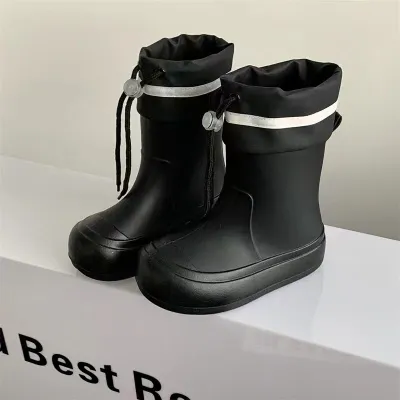 Kids Boys Summer Water Play Non-Slip Waterproof TPU Mid-Calf Rain Boots Solid Color