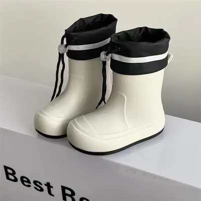 Kids Boys Summer Water Play Non-Slip Waterproof TPU Mid-Calf Rain Boots Solid Color