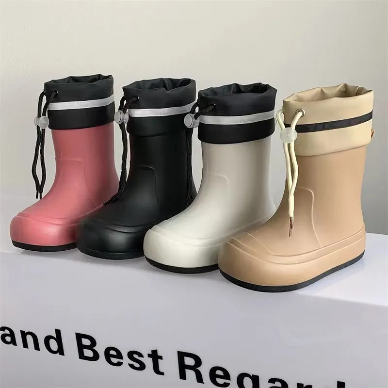Kids Boys Summer Water Play Non-Slip Waterproof TPU Mid-Calf Rain Boots Solid Color