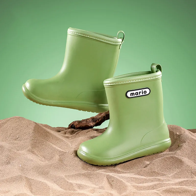 Kids Boys Girls Unisex EVA Soft-Soled Mid-Calf Rain Boots Solid Color