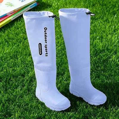 Kids Boys Girls Outdoor Non-Slip Waterproof PVC Mid-Calf Rain Boots Solid Color Thickened