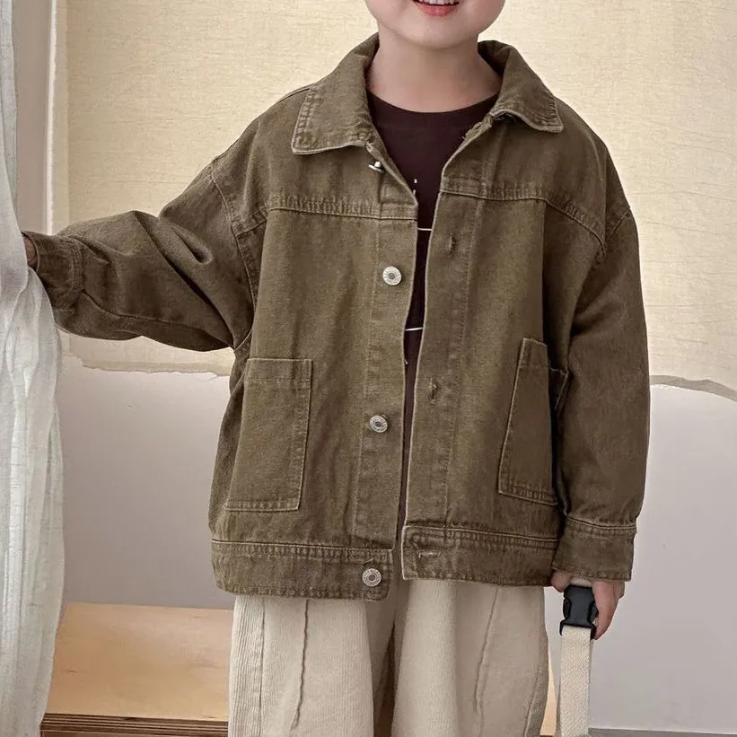 Kids Boys And Girls Fashion Casual Spring Autumn Loose Fit Denim Jacket