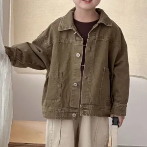 Kids Boys And Girls Fashion Casual Spring Autumn Loose Fit Denim Jacket