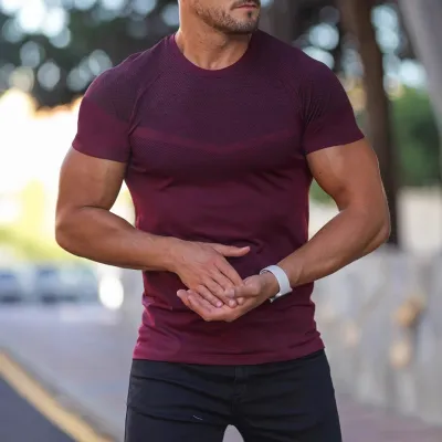 Men's Fashion Casual Summer Solid Color Stretch Short-Sleeve T-Shirt