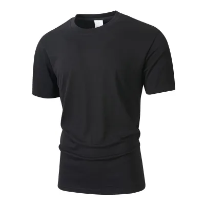 Men's Fashion Summer Solid Cotton Linen Round Neck Short Sleeve T-Shirt