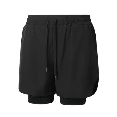 Men's Fashion Casual Double-Layer Printed Shorts with Milk Silk