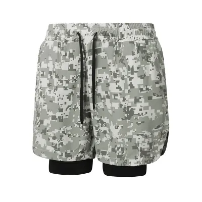 Men's Fashion Casual Double-Layer Printed Shorts with Milk Silk
