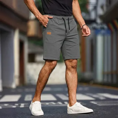 Men's Casual Solid Color Drawstring Pocket Shorts for Summer
