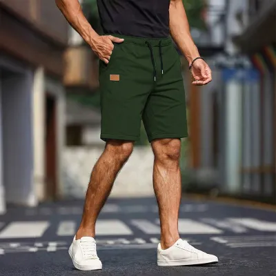 Men's Casual Solid Color Drawstring Pocket Shorts for Summer