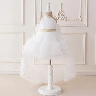 Kids Baby Girls Fashion Elegant Solid Color Halter-Neck Mesh Princess Dress (0-3T)