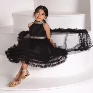 Kids Baby Girls Fashion Elegant Solid Color Halter-Neck Mesh Princess Dress (0-3T)