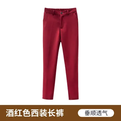 Kids Boys Academy Style Solid Color Straight Pants Spring Autumn Casual Long Pants Synthetic Fiber Blend Mid-Waist