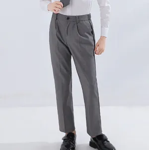 Kids Boys Academy Style Solid Color Straight Pants Spring Autumn Casual Long Pants Synthetic Fiber Blend Mid-Waist