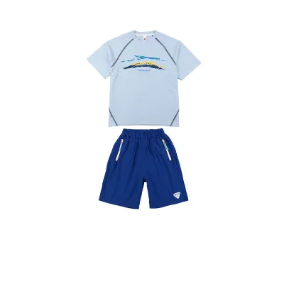 Kids Boys Summer Polyester T-Shirt Shorts Two-Piece Set