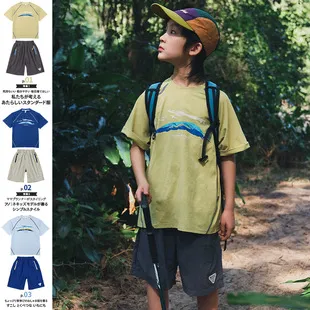 Kids Boys Summer Polyester T-Shirt Shorts Two-Piece Set