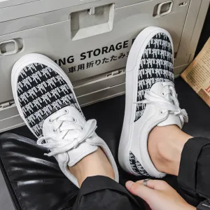 Women Fashion Casual Color Blocking Flat Lace-Up Canvas Sneakers Plus Size