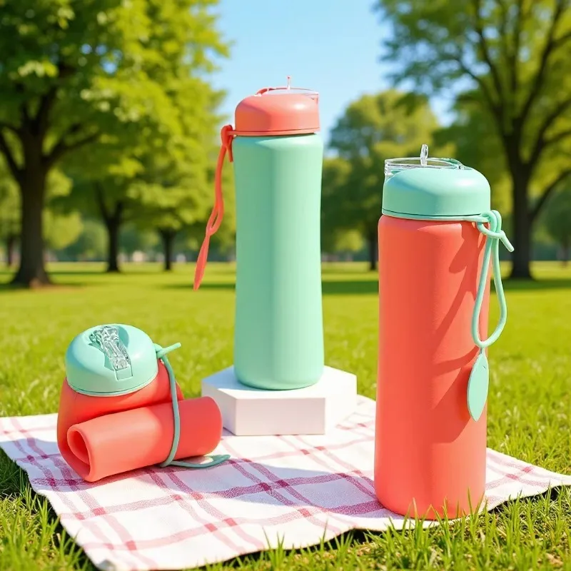 Outdoor Mountaineering Silicone Folding Large Capacity Water Cup Modern Simplicity