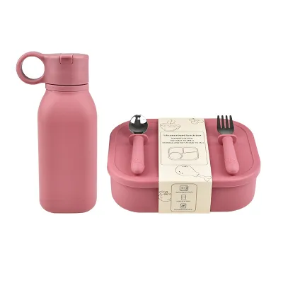 Fresh-Keeping Box Sports Water Cup Silicone Lunch Box Set Microwave Safe Single Layer Rectangle Solid Color Food Storage Container