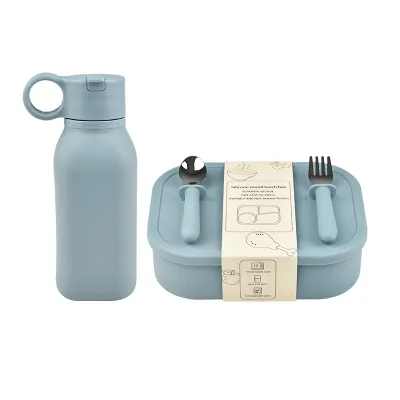 Fresh-Keeping Box Sports Water Cup Silicone Lunch Box Set Microwave Safe Single Layer Rectangle Solid Color Food Storage Container