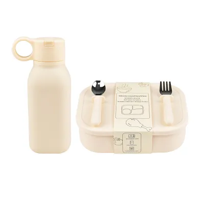 Fresh-Keeping Box Sports Water Cup Silicone Lunch Box Set Microwave Safe Single Layer Rectangle Solid Color Food Storage Container