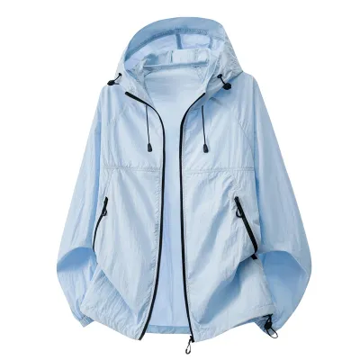 Fashion Casual Summer Outdoor Ice Silk Breathable UPF 50+ Sun Protection Coat Shorts Two-piece Set