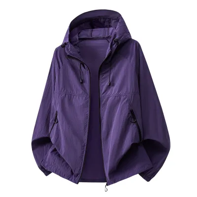 Fashion Casual Summer Outdoor Ice Silk Breathable UPF 50+ Sun Protection Coat Shorts Two-piece Set