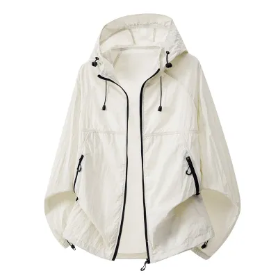 Fashion Casual Summer Outdoor Ice Silk Breathable UPF 50+ Sun Protection Coat Shorts Two-piece Set
