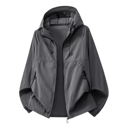 Fashion Casual Summer Outdoor Ice Silk Breathable UPF 50+ Sun Protection Coat Shorts Two-piece Set