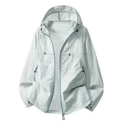 Fashion Casual Summer Outdoor Ice Silk Breathable UPF 50+ Sun Protection Coat Shorts Two-piece Set
