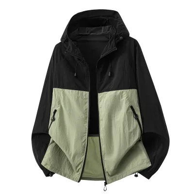 Fashion Casual Summer Outdoor Ice Silk Breathable UPF 50+ Sun Protection Coat Shorts Two-piece Set